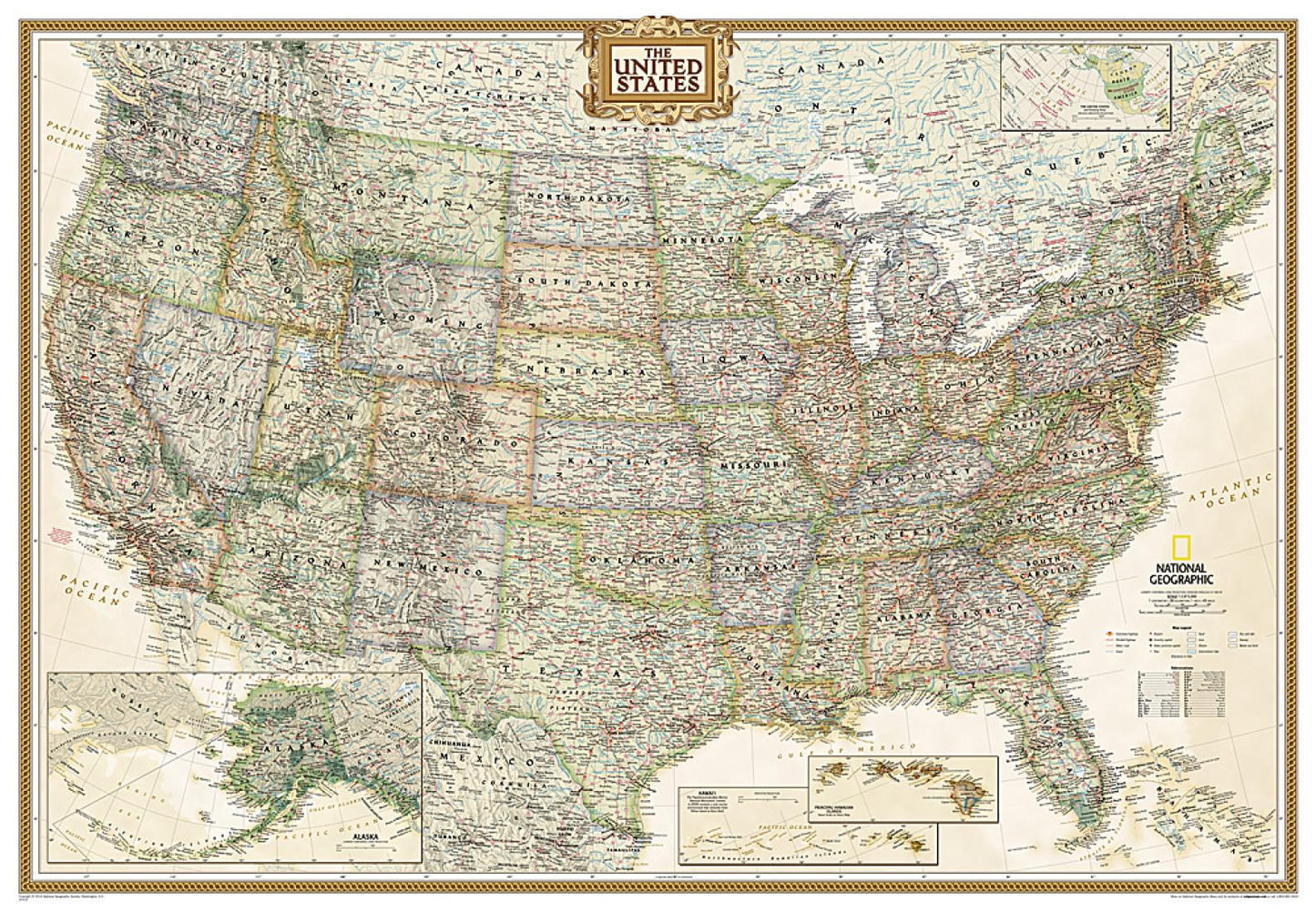 United States Executive Enlarged Wall Map - Tubed (69" x 48")