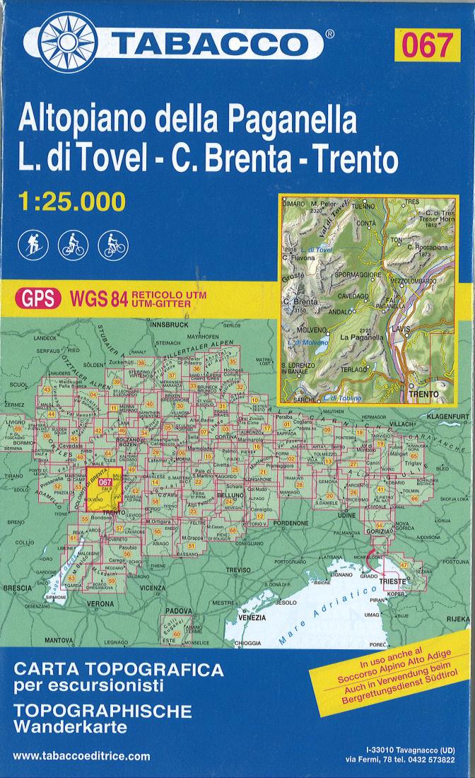 Altopiano della Paganella L. di Tovel - C. Brenta - Trento Hiking Map