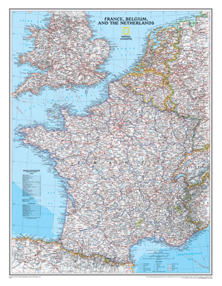 France, Belgium, and The Netherlands Classic Wall Map - Laminated (23.5 x 30.25 inches)