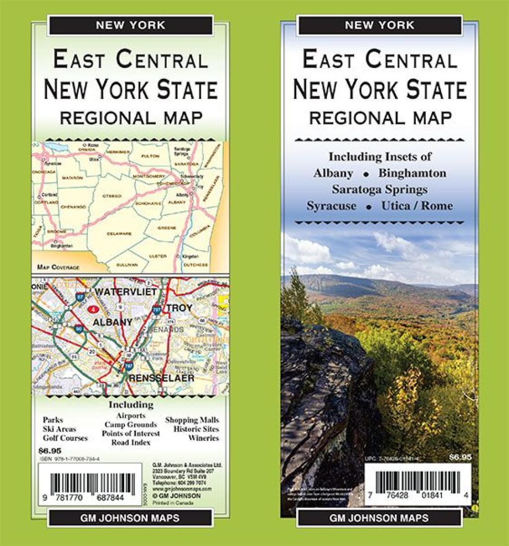 East Central New York State Regional Map : Including insets of Albany, Binghamton, Saratoga Springs, Syracuse, Utica/Rome