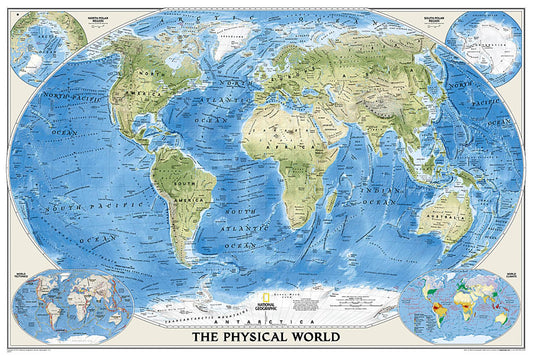 World Physical Wall Map - Laminated (45.75 x 30.5 inches)