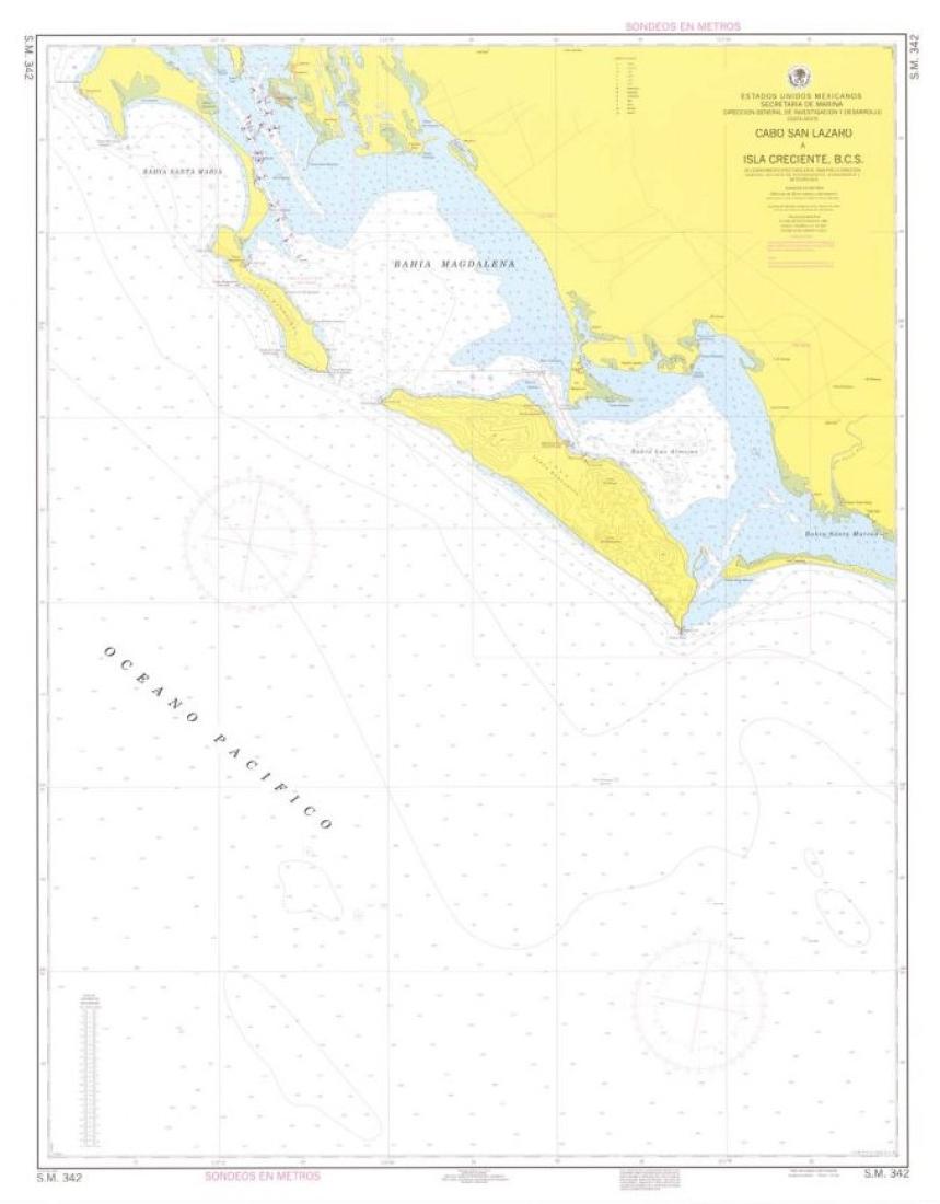 CABO SAN LÁZARO A ISLA CRECIENTE, B. C. S. - 342 - Mexico Nautical Charts by SEMAR