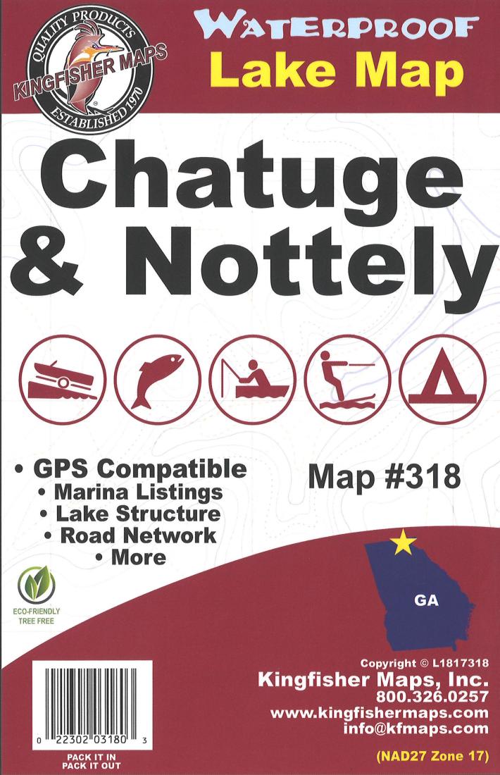 Chatuge & Nottely Lakes & Hiwassee Reservoir Fishing Map