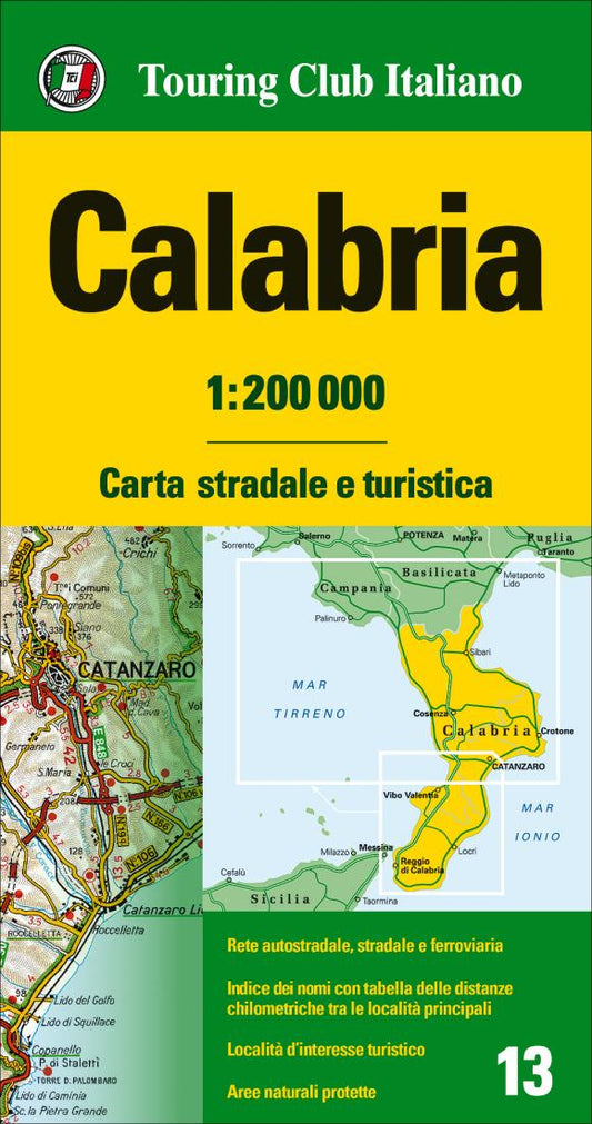 Calabria,Italy Road and Tourist Map