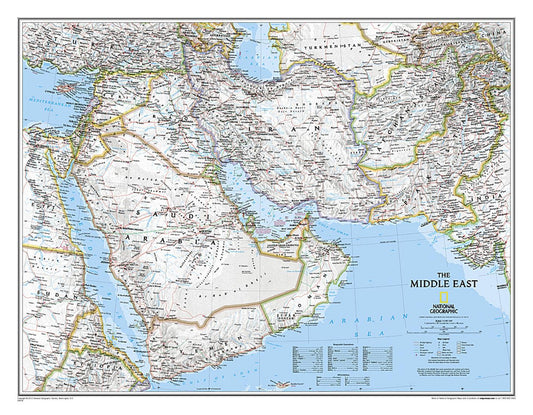 The Middle East Classic Wall Map