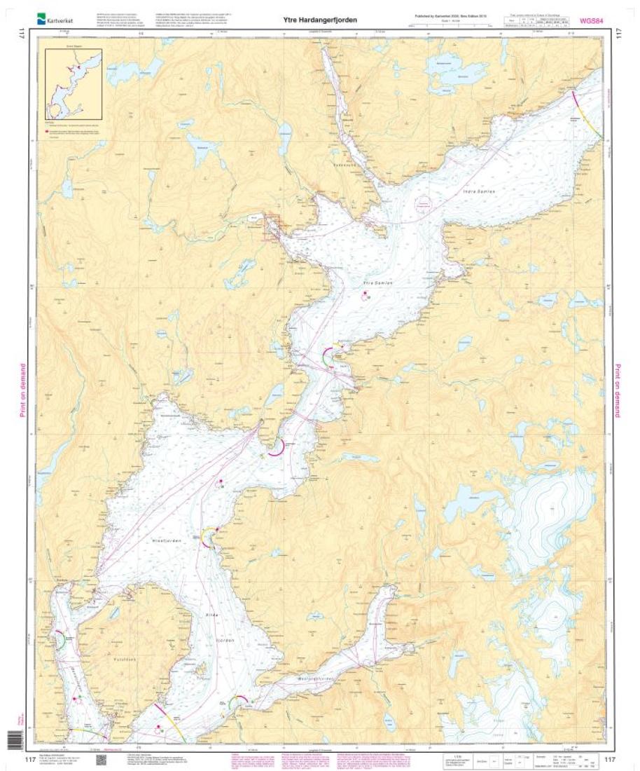 Ytre Hardangerfjorden - 117 - Norway Kartverket Nautical Charts