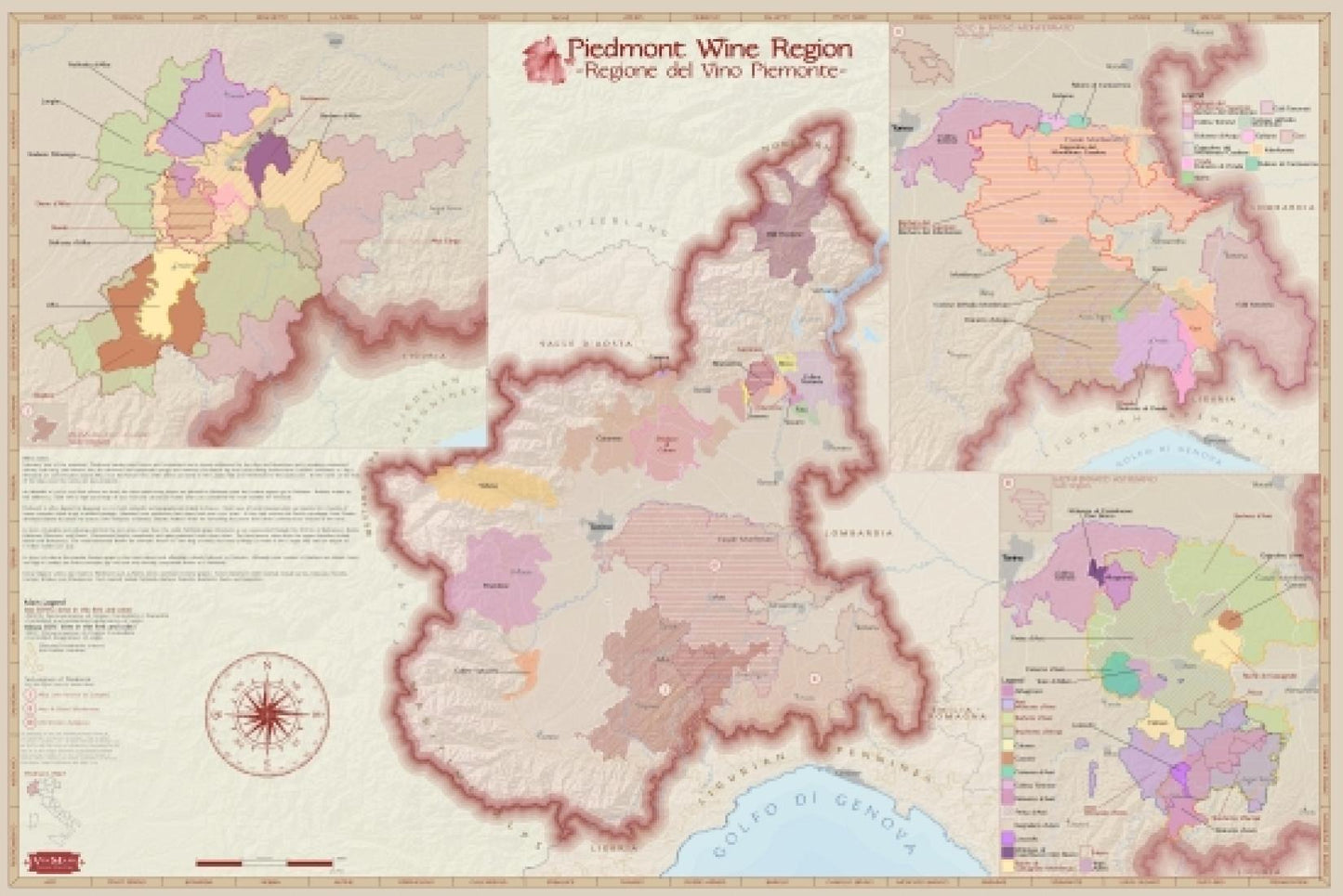 Piedmont wine regions [24x36] = Regione del vino Piemonte