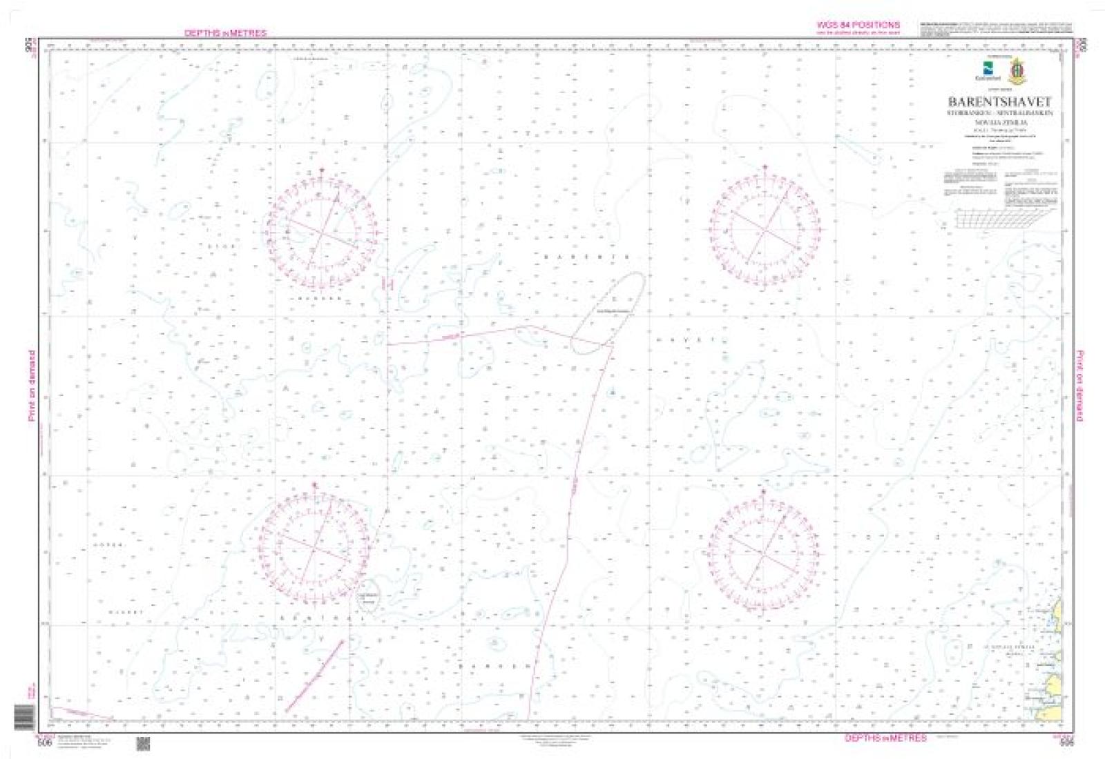 Barentshavet, fra Storbk/Sentralbk til Nov.Zemlja - 506 - Norway Kartverket Nautical Charts