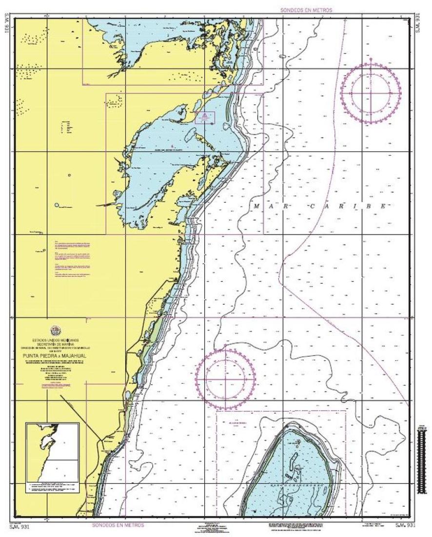 PUNTA PIEDRA A MAJAHUAL - 931 - Mexico Nautical Charts by SEMAR