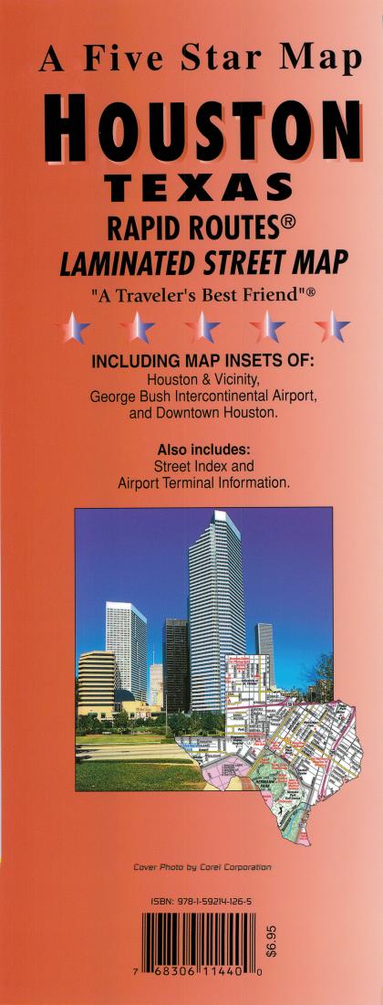 Houston : Texas : Rapid Routes : laminated street map