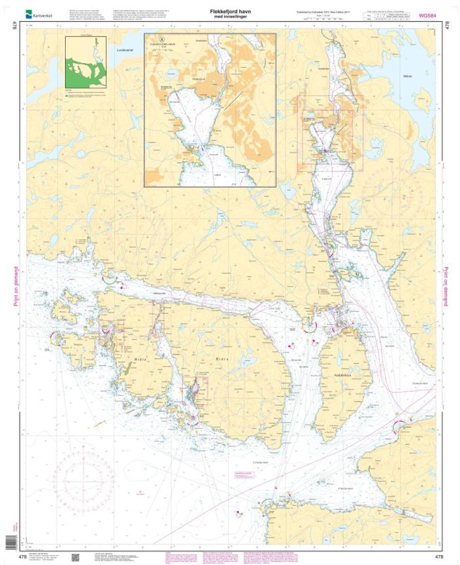 Flekkefjord havn med innseilinger - 478 - Norway Kartverket Nautical Charts