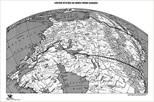 United States as seen from Canada, flat, paper, 24" x 36"