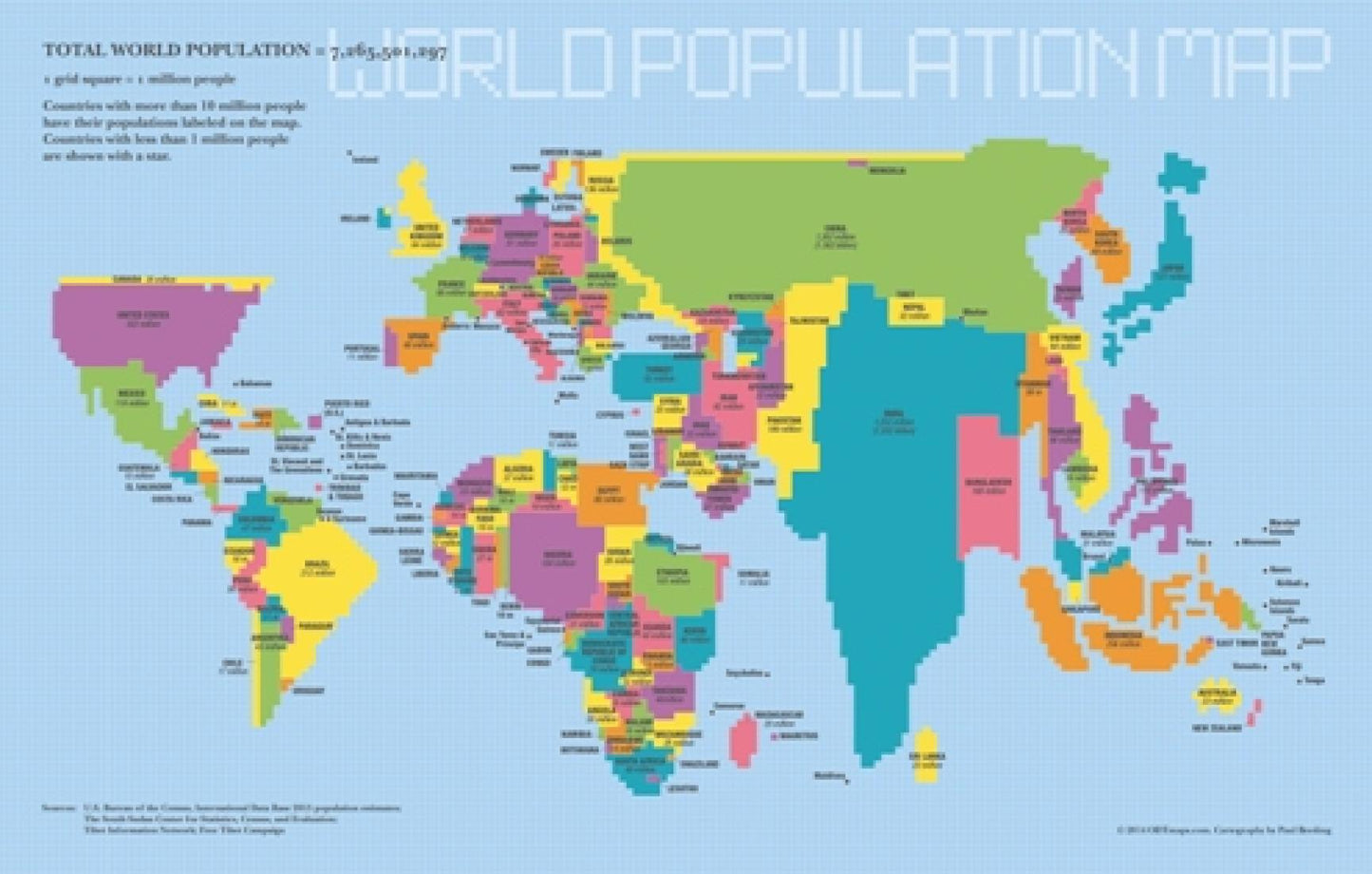 World Population Desktop Map, laminated