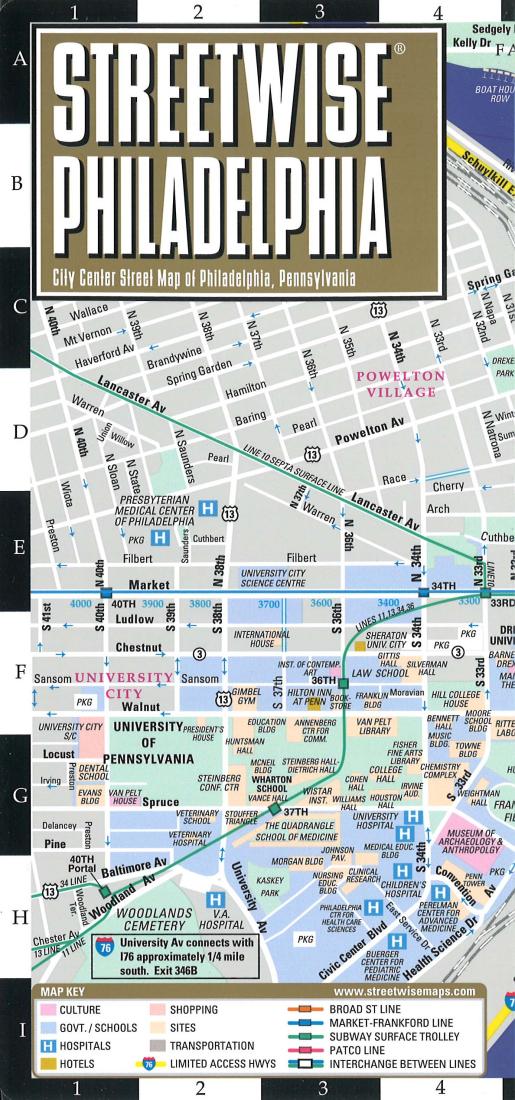 Streetwise Philadelphia : city center street map of Philadelphia, Pennsylvania