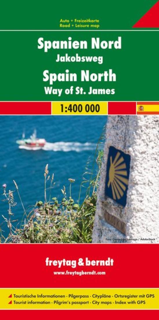 Spanien nord, Jakobsweg : auto + freizeitkarte, 1:400 000 = Spain north, way of St. James : road + leisure map, 1:400 000 = Norte de España, camino de Santiago : mapa de carreteras + turistico, 1:400 000 = Spagna della Nord, Cammino di Santiago : car