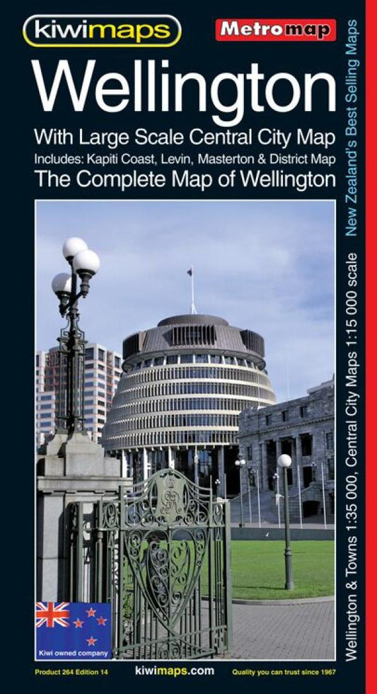 Wellington : with large scale central city map : includes: Kapiti Coast, Levin, Masterton & district map : the complete map of Wellington