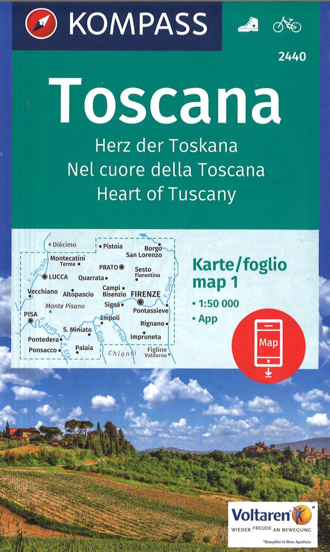 Heart of Tuscany Hiking and Cycling Map