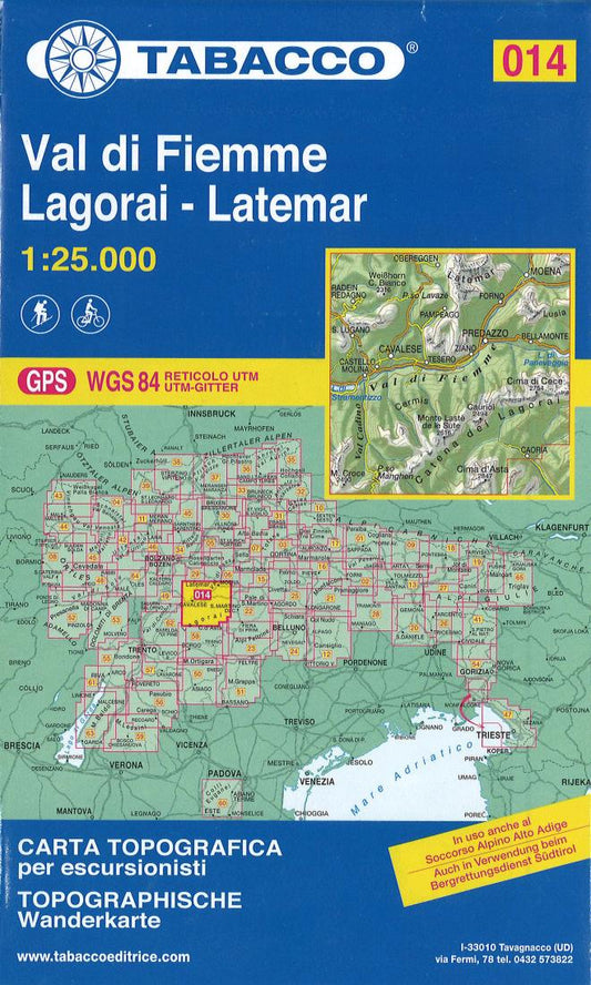 Val di Fiemme - Lagorai - Latemar Topographical Hiking Map