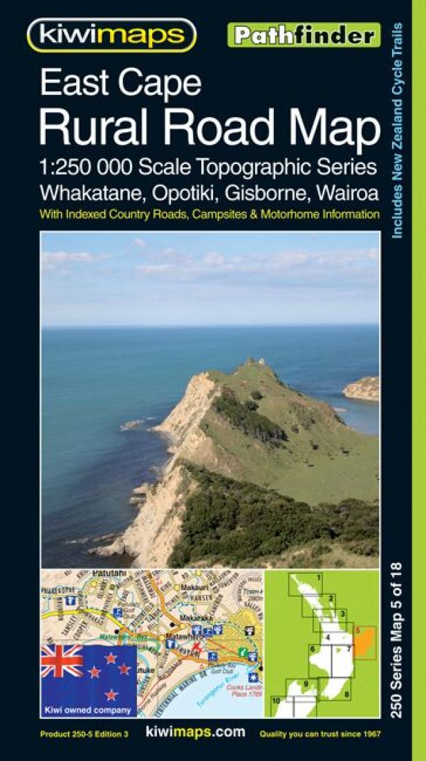 East Cape : rural road map : 1:250,000 scale topographic series : Whakatane, Opotiki, Gisborne, Wairoa