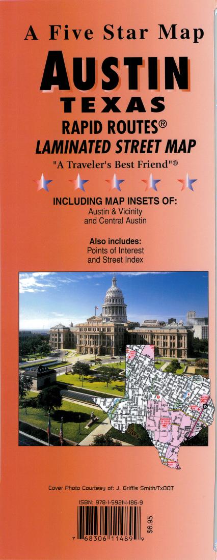 Austin : Texas : Rapid Routes : laminated street map