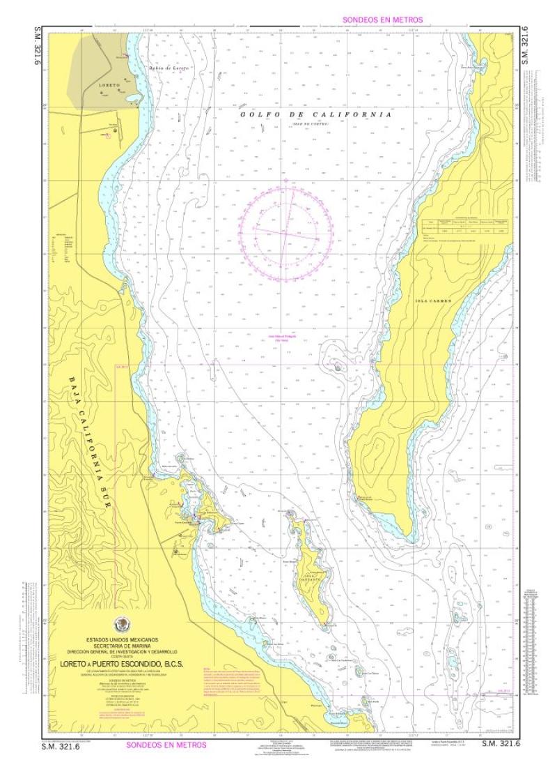LORETO A PUERTO ESCONDIDO, B. C. S. - 321.6 - Mexico Nautical Charts by SEMAR