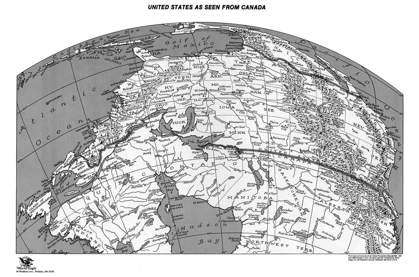 United States as seen from Canada, 11" x 16.5"