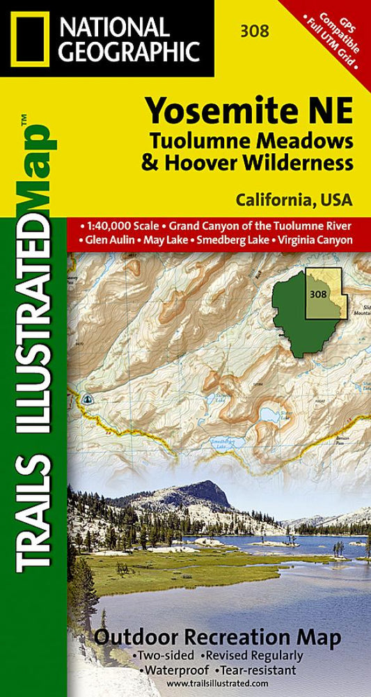 Yosemite NE, Tuolumne Meadows and Hoover Wilderness, Map 308