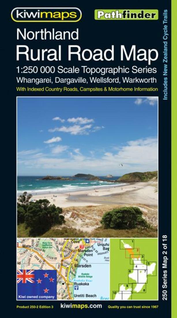 Northland : rural road map : 1:250,000 scale topographic map series : Whangarei, Dargaville, Wellsford, Warkworth