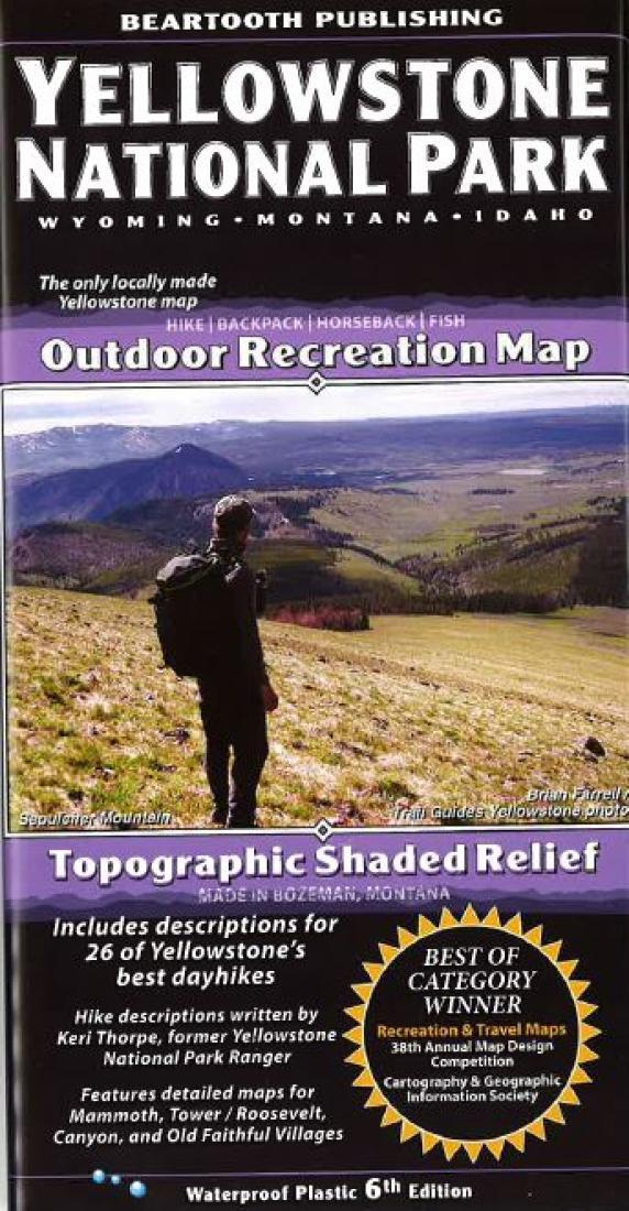 Yellowstone National Park, Wyoming, Montana and Idaho Outdoor Recreation Map