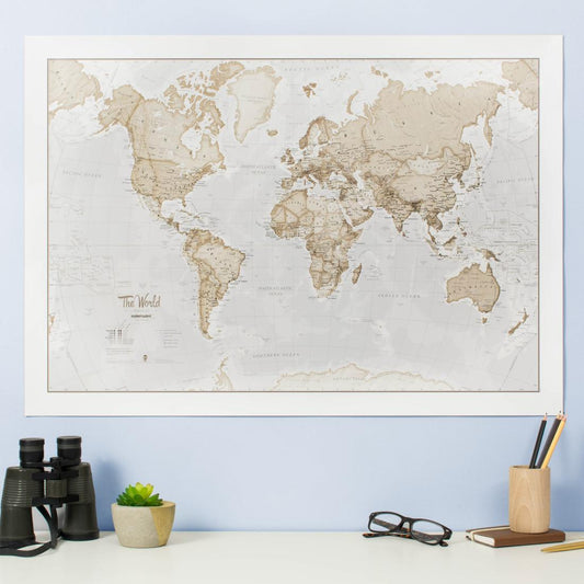 World as Art Neutral Colored Wall Map