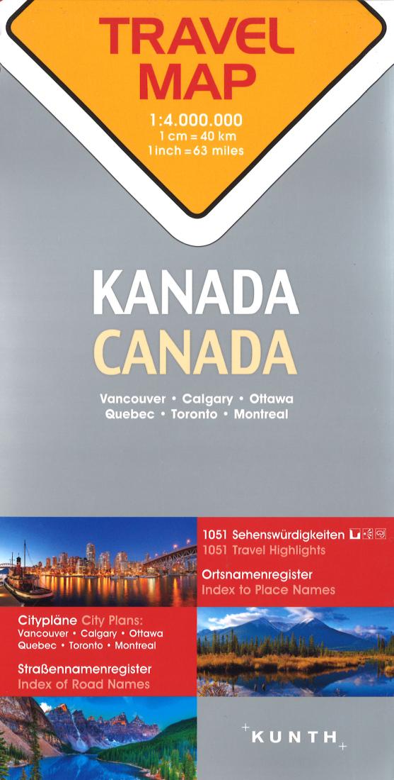 Canada = Canada, Vancouver, Calgary, Ottawa, Quebec, Toronto, Montreal: travel map = Canadá = Kanada