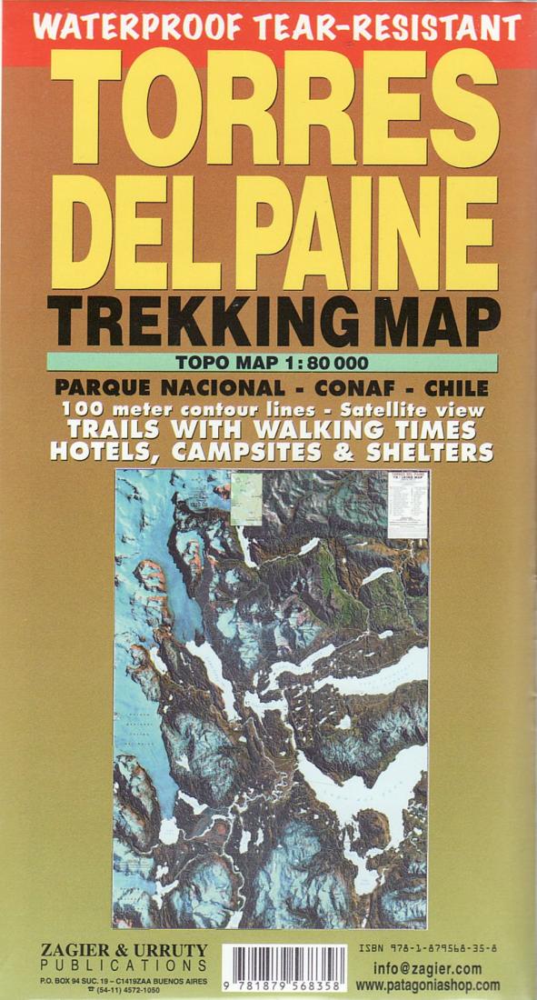 Torres del Paine : trekking map : Parque Nacional-Conaf-Chile