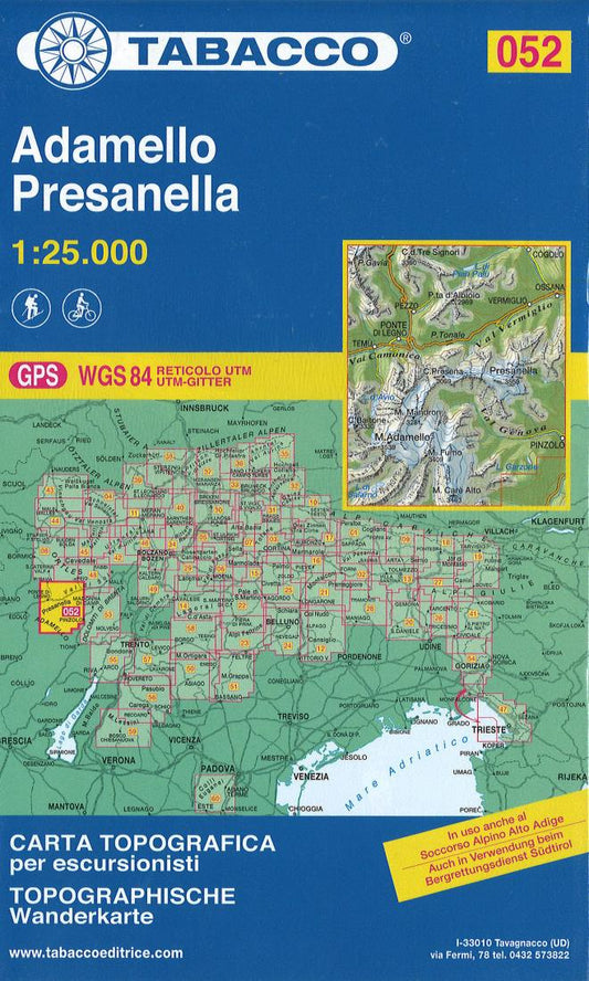 Adamello Pressanella 1:25,000 Topographic Hiking Map