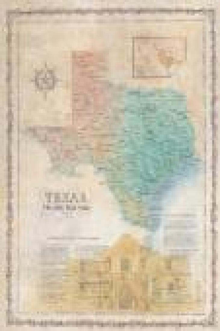 Texas Antique-Style Map with Texas History