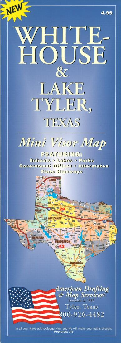 Whitehouse & Lake Tyler, Texas : Mini Visor Map