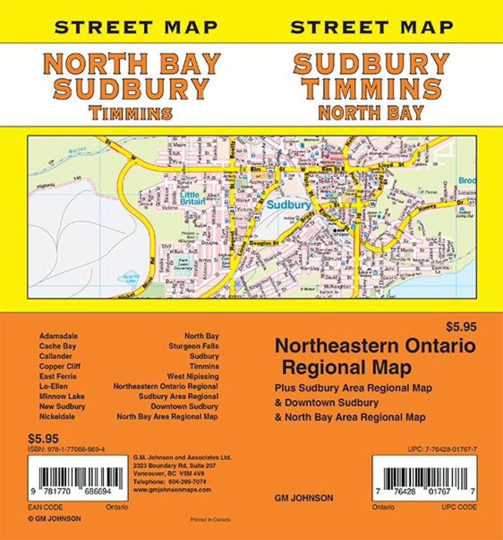 Sudbury / North Bay / Timmins, Ontario Street Map