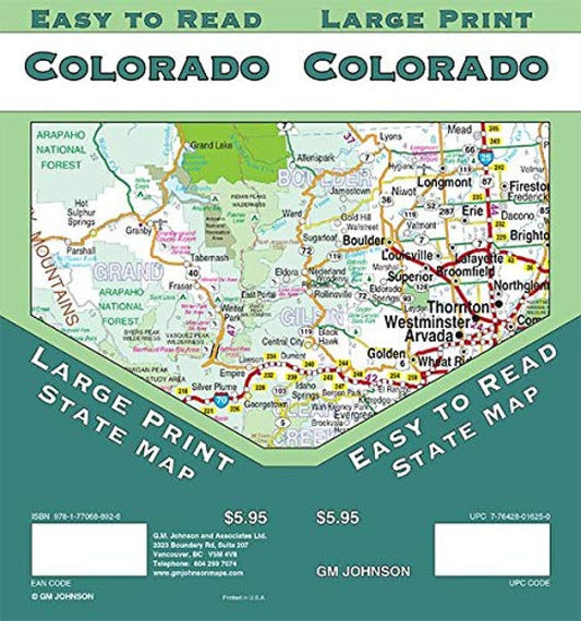 Colorado : easy to read : large print state map