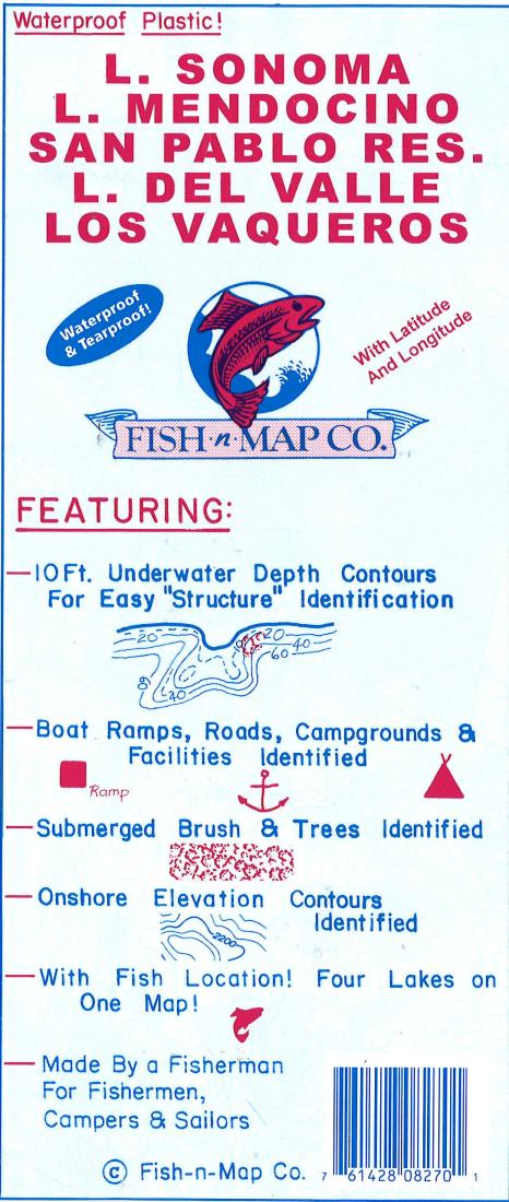 Lake Sonoma, Mendocino, San Pablo, Del Valle Fishing Map