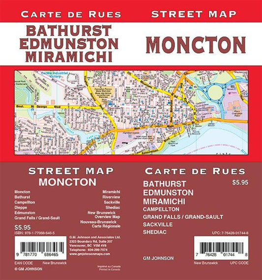 Moncton / Edmundston / Miramichi / Bathurst, New Brunswick Street Map