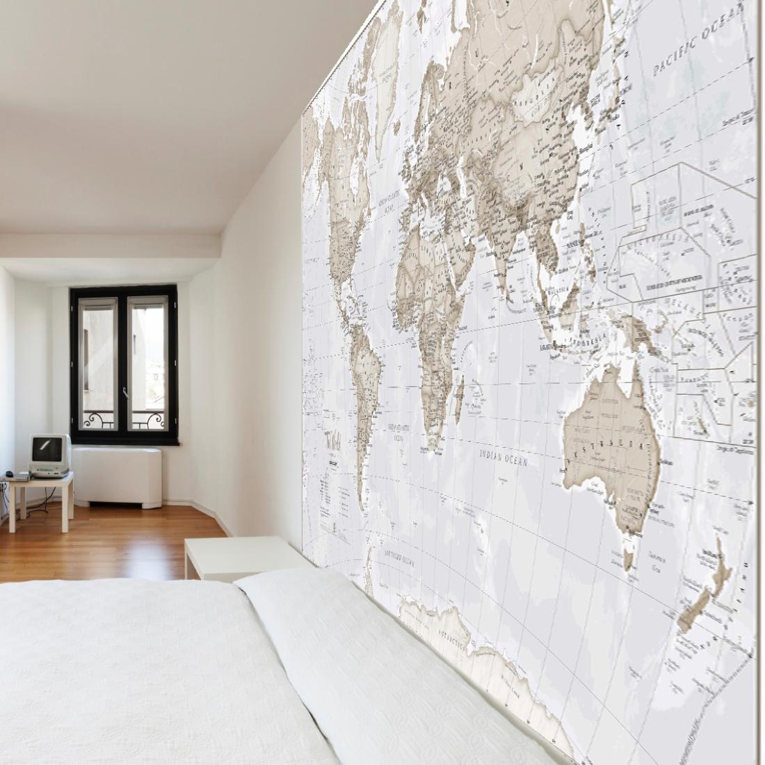 Giant World Map in Neutral - Mural