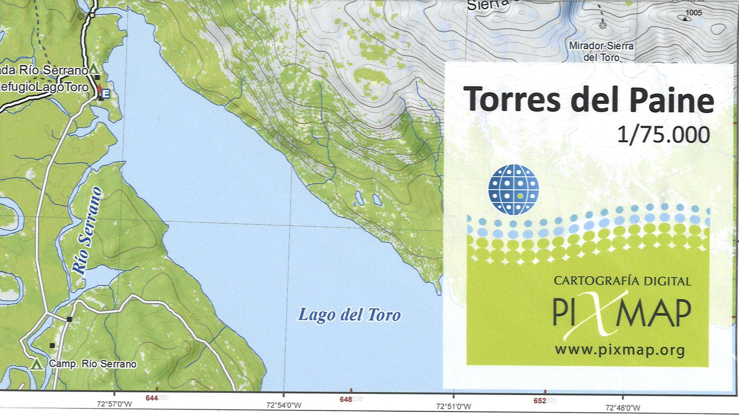 Torres del Paine hiking map 1:75,000