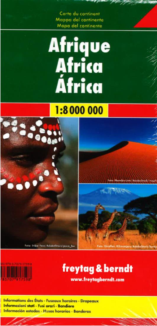 Africa : Continent map, 1:8,000,000 = Afrika : Kontinentkarte, 1:8,000,000 = Afrique : Carte du continent, 1:8,000,000 = Africa : Mapa del continente, 1:8,000,000 = Africa : Mapa del continente, 1:8,000,000