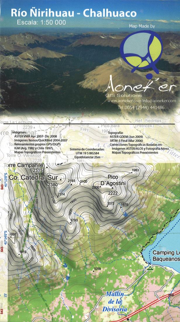 Rio Nirihuau - Chall-Huaco hiking map