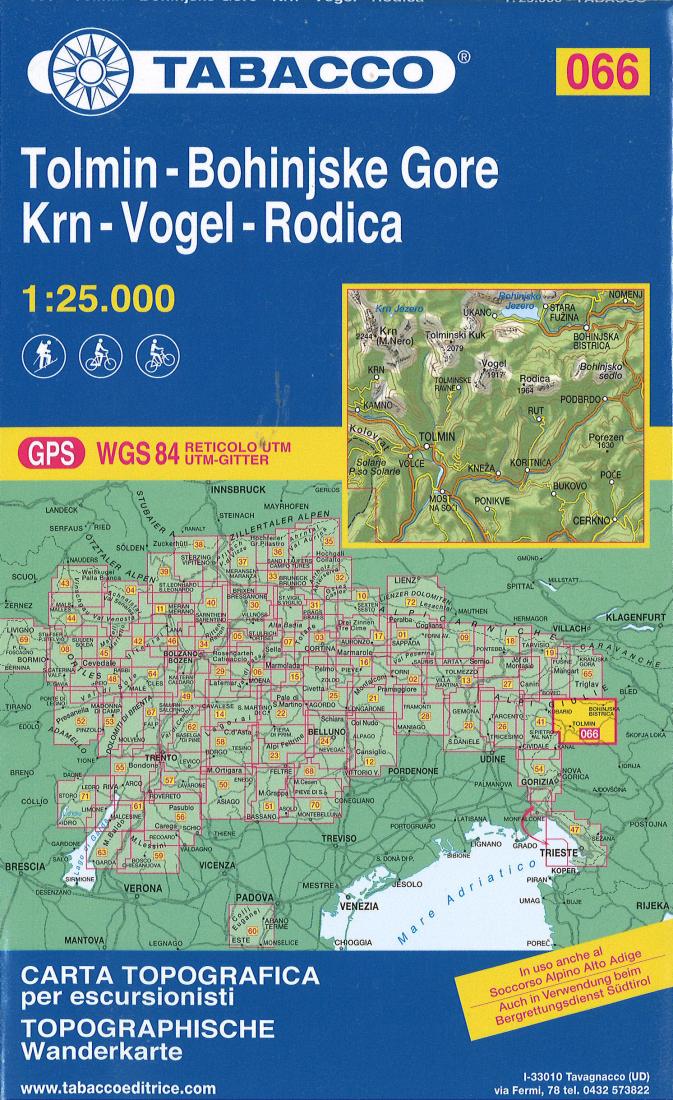 Tolmin - Bohinjske Gore Krn - Vogel Rodica Hiking Map