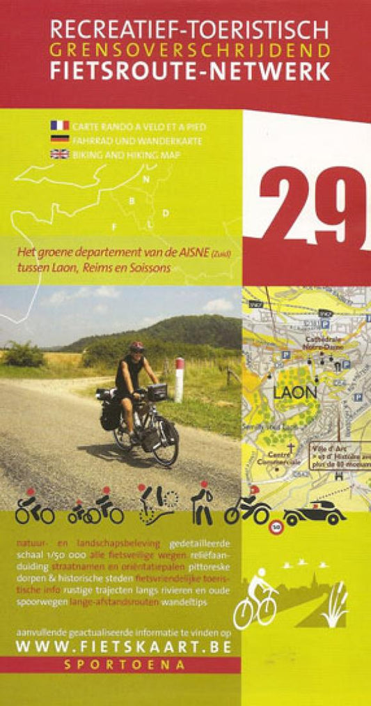 Champagne: Laon - Reims Belgium cycling map sheet #29