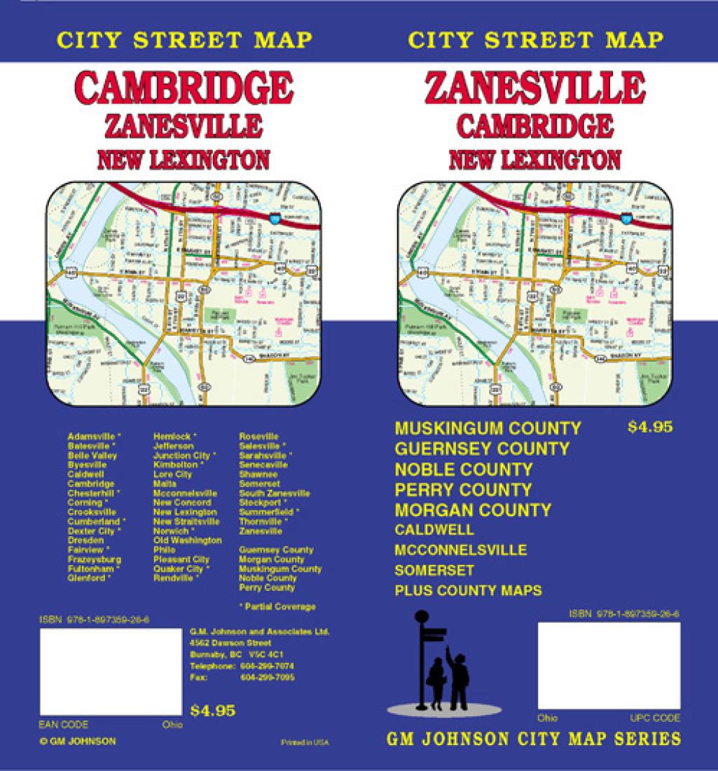 Zanesville : Cambridge : New Lexington : city street map = Cambridge : Zanesville : New Lexington : city street map