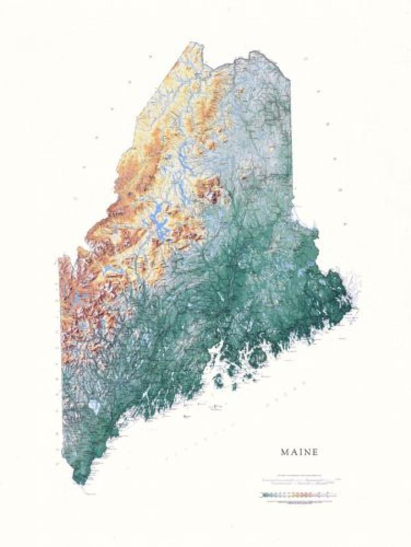 Maine [Physical, 48x36]