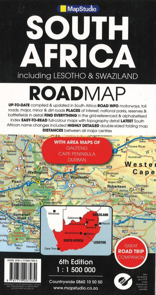 South Africa Road Map : including Lesotho and Swaziland 1:1 500 000