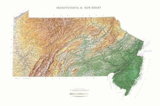 Pennsylvania & New Jersey [Physical ,36x54, Laminated]