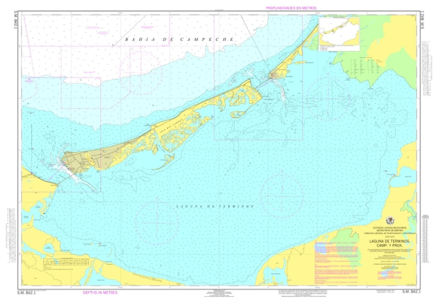 LAGUNA DE TÉRMINOS, CAMP. Y PROX. - 842.1 - Mexico Nautical Charts by SEMAR